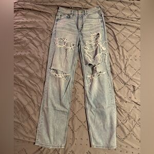 American Eagle Outfitters Blue Boyfriend Jeans Distressed Style